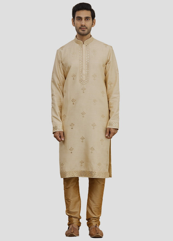 2 Pc Beige Cotton Kurta And Pajama Set VDIP280279 - Indian Silk House Agencies