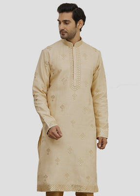 2 Pc Beige Cotton Kurta And Pajama Set VDIP280279 - Indian Silk House Agencies