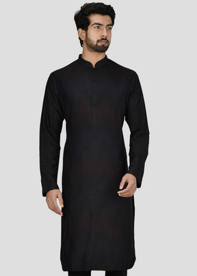 2 Pc Black Dupion Silk Kurta And Pajama Set VDIP280334 - Indian Silk House Agencies