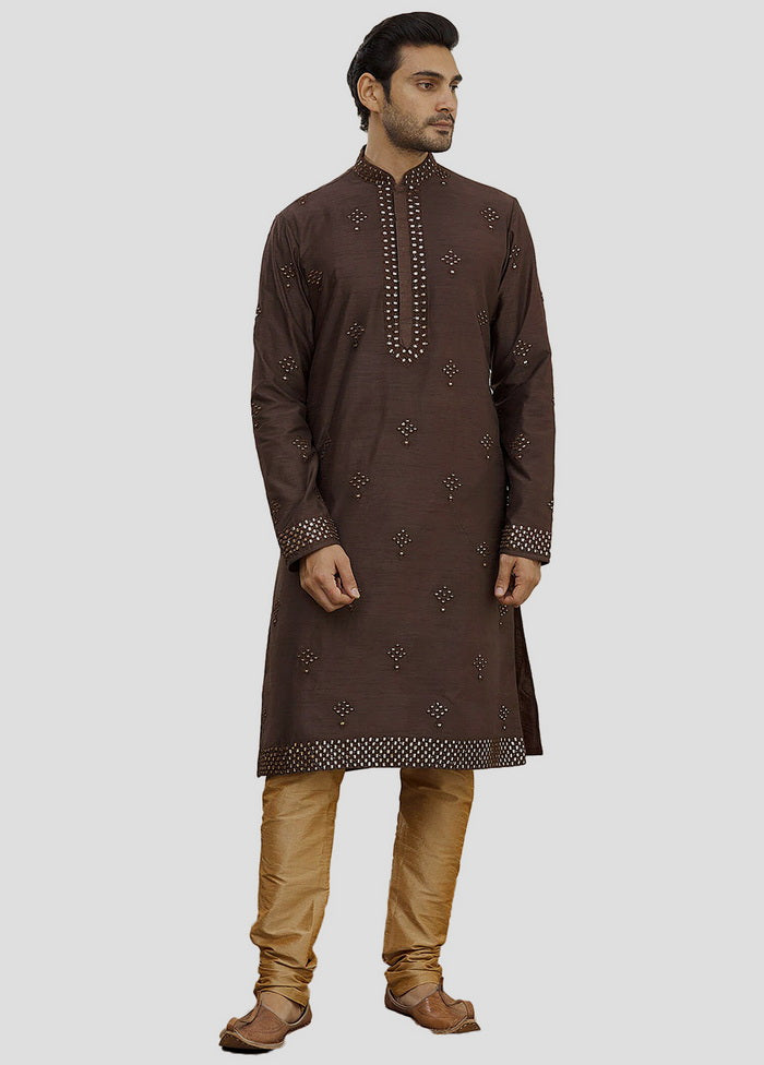 2 Pc Brown Dupion Silk Kurta And Pajama Set VDIP280281 - Indian Silk House Agencies