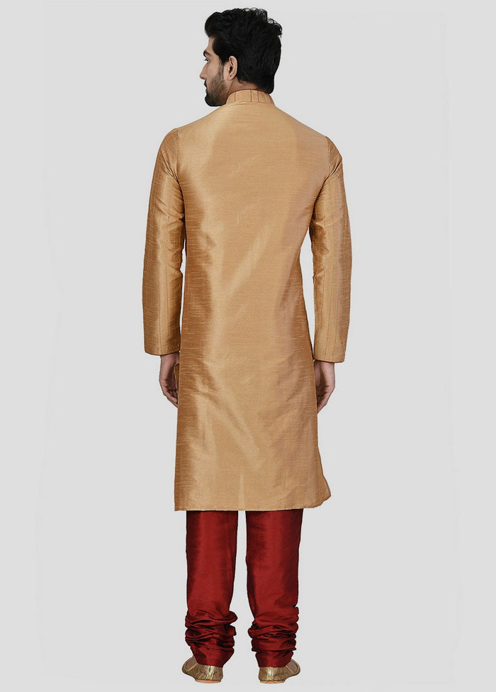 2 Pc Golden Cotton Kurta And Pajama Set VDIP280220 - Indian Silk House Agencies
