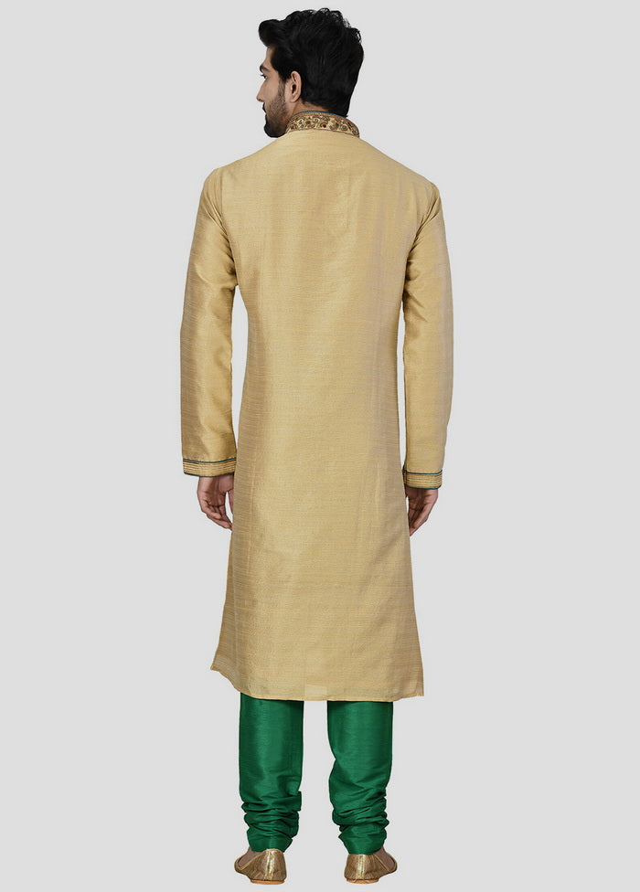 2 Pc Golden Dupion Silk Kurta And Pajama Set VDIP280253 - Indian Silk House Agencies