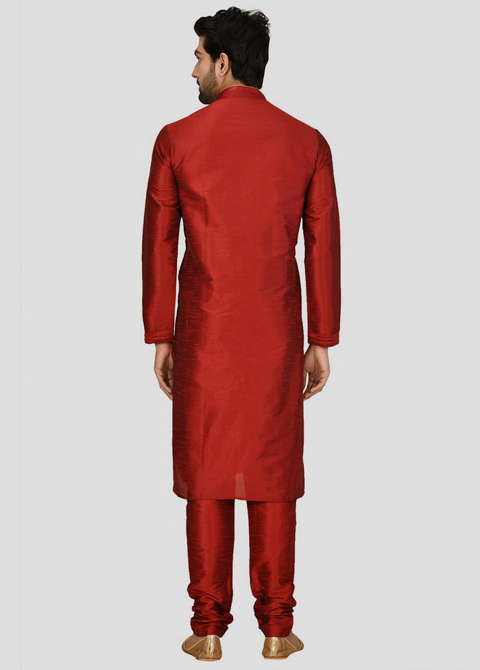 2 Pc Maroon Dupion Silk Kurta And Pajama Set VDIP280221 - Indian Silk House Agencies