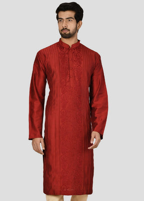 2 Pc Maroon Dupion Silk Kurta And Pajama Set VDIP280285 - Indian Silk House Agencies