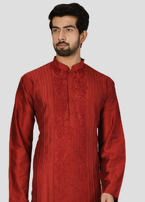 2 Pc Maroon Dupion Silk Kurta And Pajama Set VDIP280285 - Indian Silk House Agencies