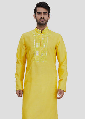 2 Pc Yellow Cotton Kurta And Pajama Set VDIP280276 - Indian Silk House Agencies