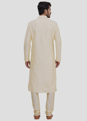 2 Pc Beige Dupion Silk Kurta And Pajama Set VDIP280288 - Indian Silk House Agencies