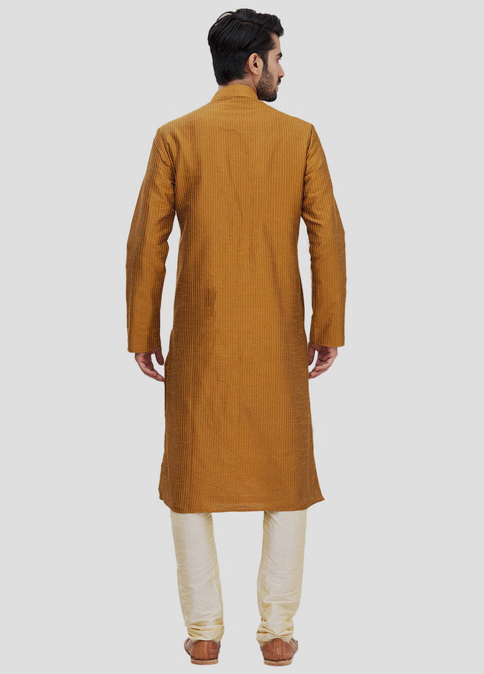 2 Pc Mustard Dupion Silk Kurta And Pajama Set VDIP280290 - Indian Silk House Agencies