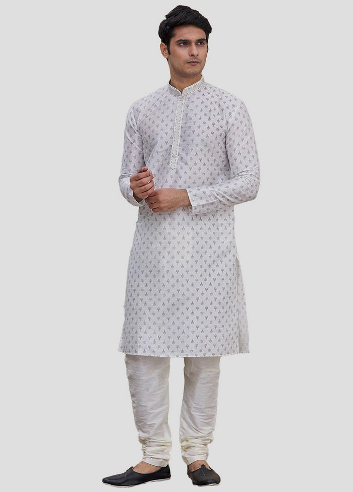 2 Pc Off White Cotton Kurta And Pajama Set VDIP280162 - Indian Silk House Agencies