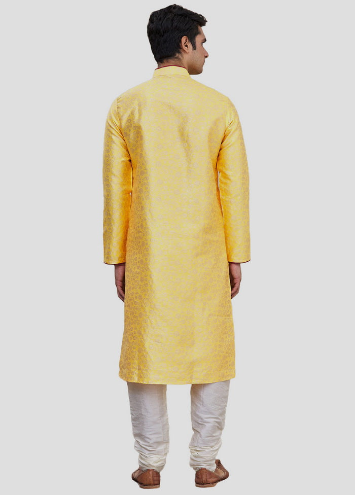 2 Pc Yellow Cotton Kurta And Pajama Set VDIP280163 - Indian Silk House Agencies