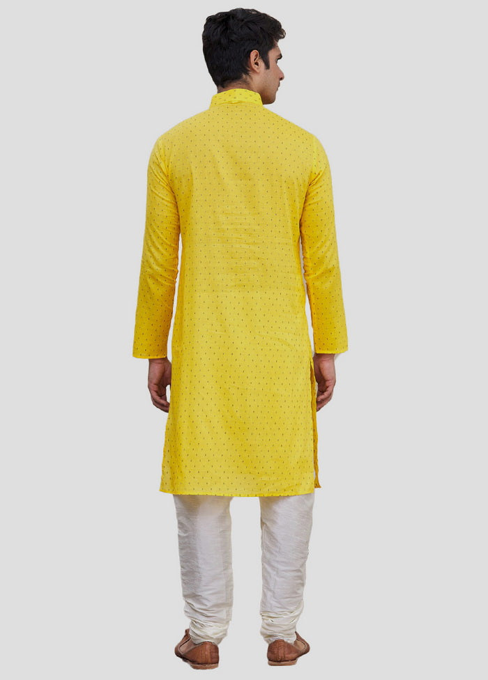 2 Pc Yellow Cotton Kurta And Pajama Set VDIP280125