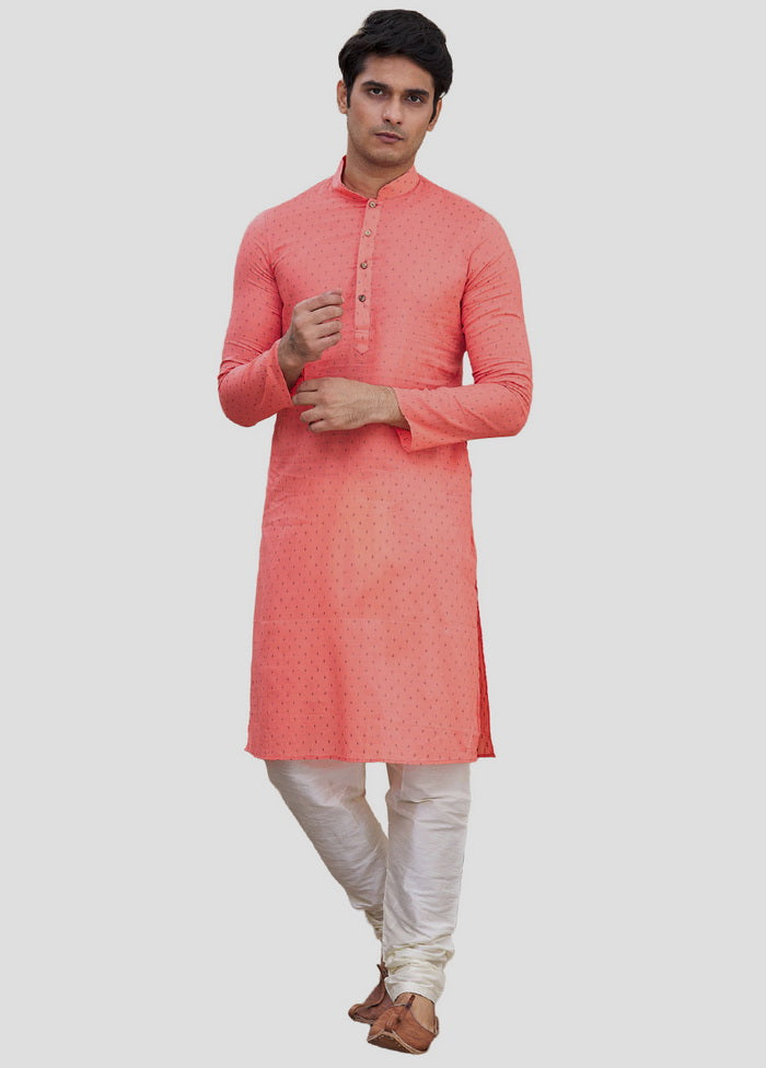 2 Pc Peach Cotton Kurta And Pajama Set VDIP280296 - Indian Silk House Agencies