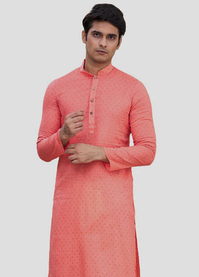 2 Pc Peach Cotton Kurta And Pajama Set VDIP280296 - Indian Silk House Agencies
