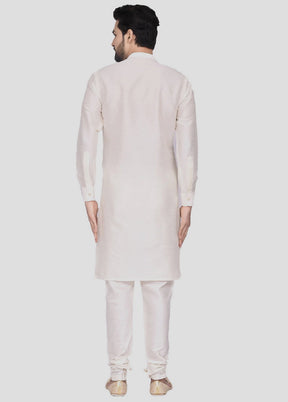 2 Pc Off White Dupion Silk Kurta And Pajama Set VDIP280152 - Indian Silk House Agencies