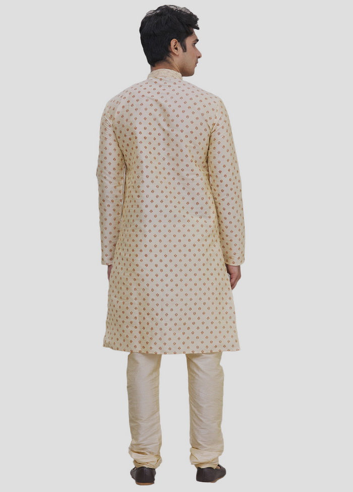 2 Pc Beige Cotton Kurta And Pajama Set VDIP280167 - Indian Silk House Agencies