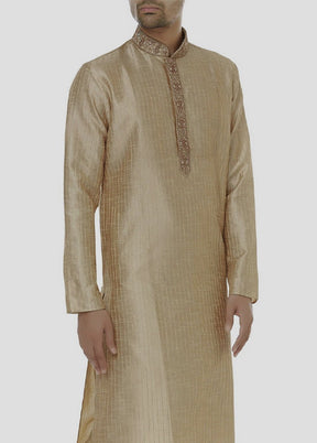 2 Pc Golden Cotton Kurta And Pajama Set VDIP280267 - Indian Silk House Agencies