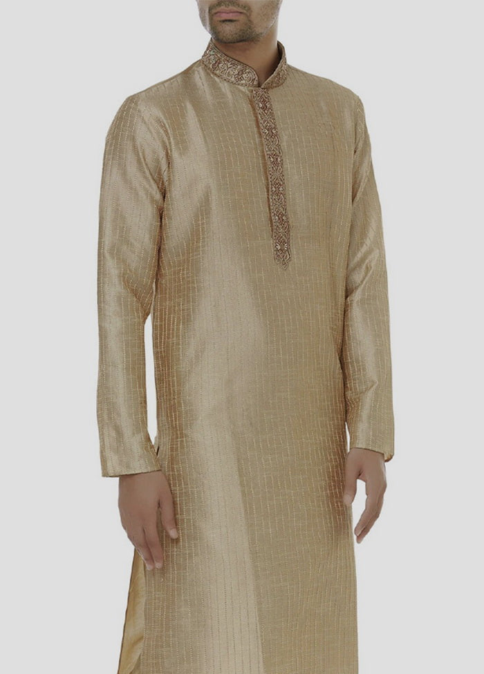 2 Pc Golden Cotton Kurta And Pajama Set VDIP280267 - Indian Silk House Agencies