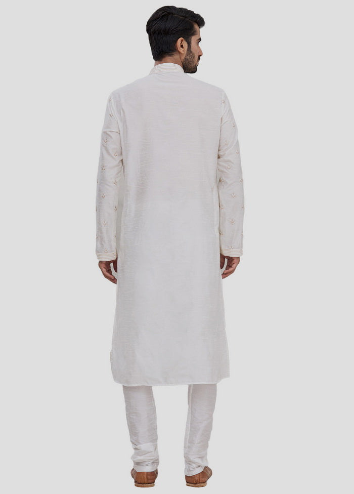 2 Pc Off White Cotton Kurta And Pajama Set VDIP280298 - Indian Silk House Agencies