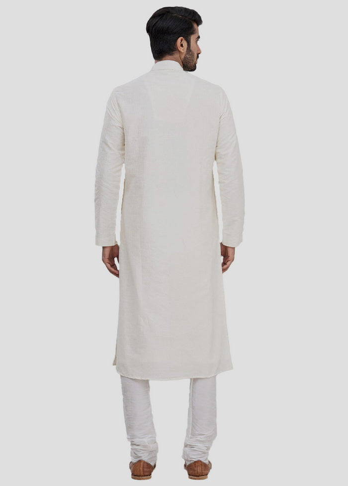 2 Pc Off White Cotton Kurta And Pajama Set VDIP280299 - Indian Silk House Agencies