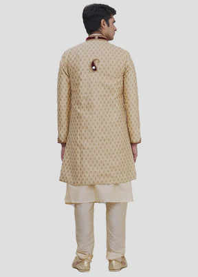 3 Pc Golden Dupion Silk Kurta And Pajama Set VDIP280389 - Indian Silk House Agencies