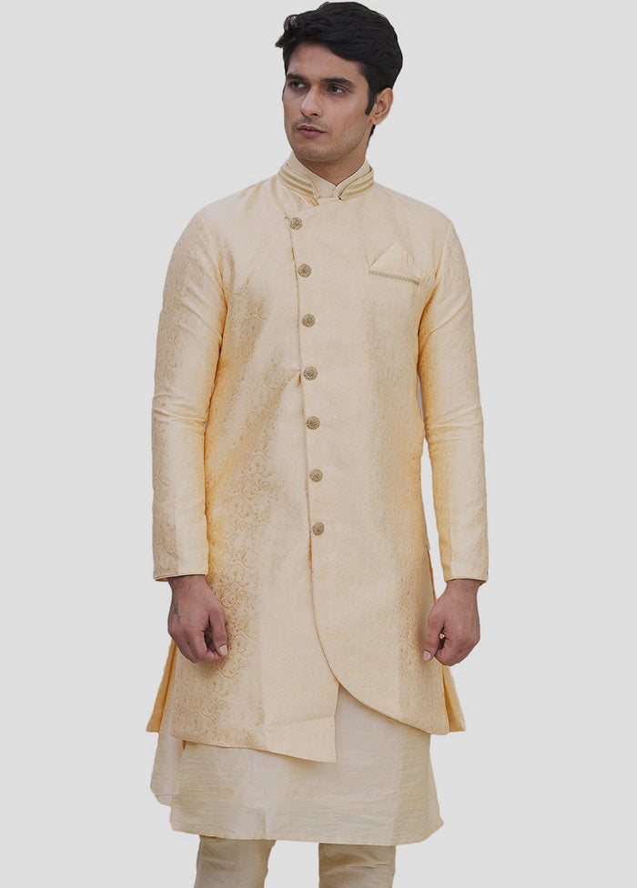 3 Pc Golden Dupion Silk Kurta And Pajama Set VDIP280385 - Indian Silk House Agencies
