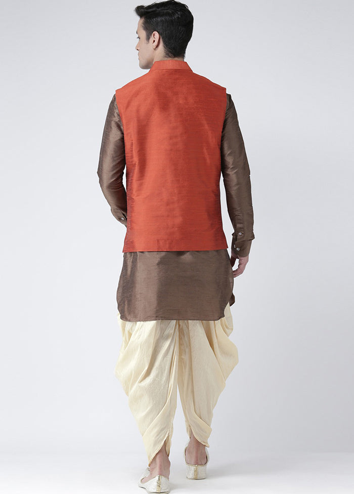 Orange Solid Dupion Silk Jacket VDSF100237 - Indian Silk House Agencies