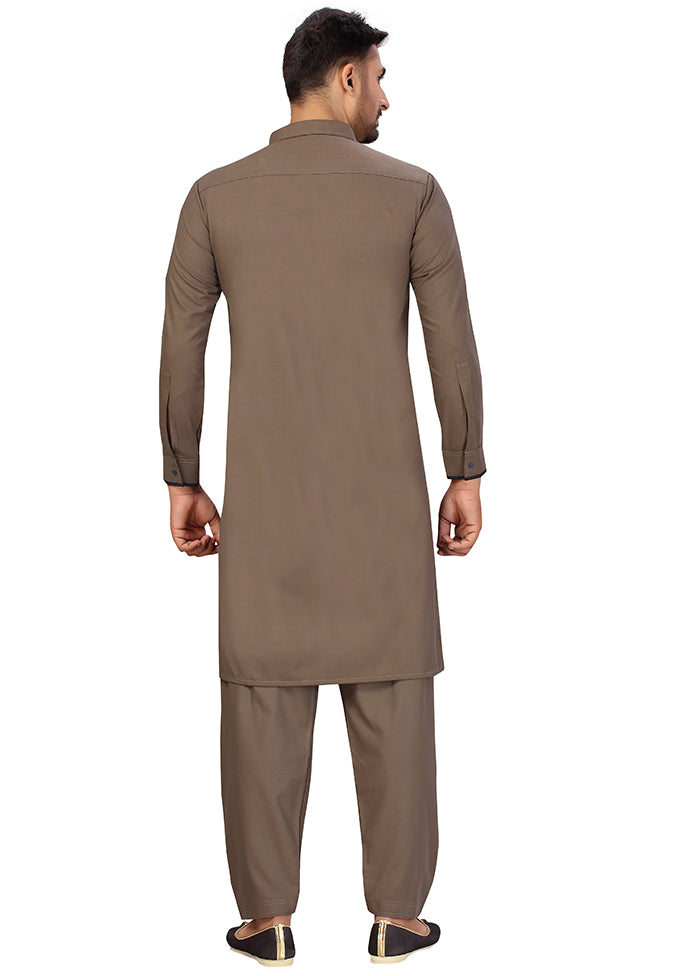 2 Pc Brown Cotton And Polyster Kurta Salwar Set VDSF100461 - Indian Silk House Agencies