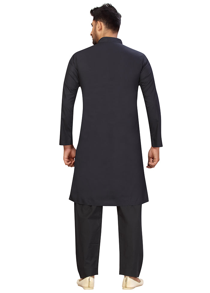 2 Pc Black Cotton And Polyster Kurta Salwar Set VDSF100428 - Indian Silk House Agencies