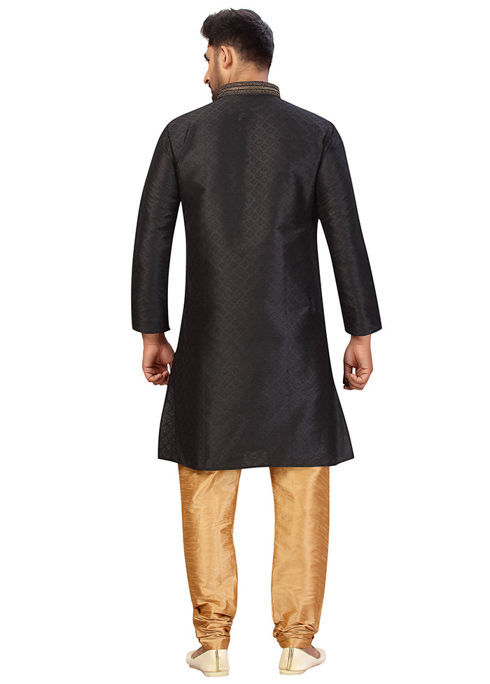 2 Pc Black Silk Kurta Churidar Set VDSF100430 - Indian Silk House Agencies