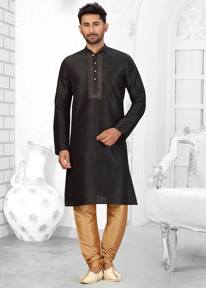 2 Pc Black Silk Kurta Churidar Set VDSF100434 - Indian Silk House Agencies