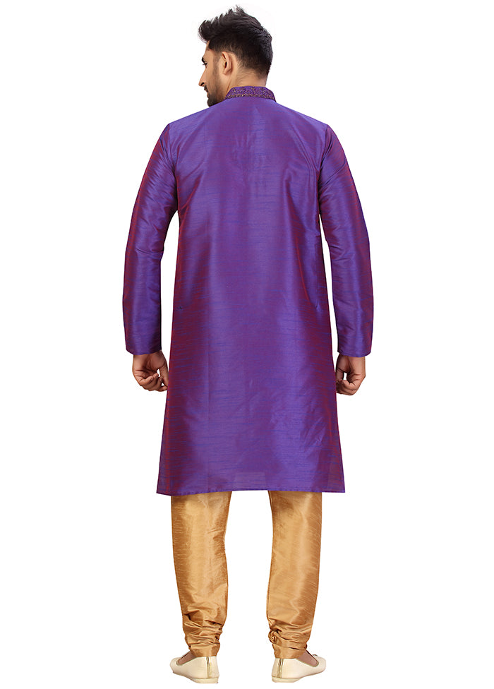 2 Pc Purple Silk Kurta Churidar Set VDSF100435 - Indian Silk House Agencies