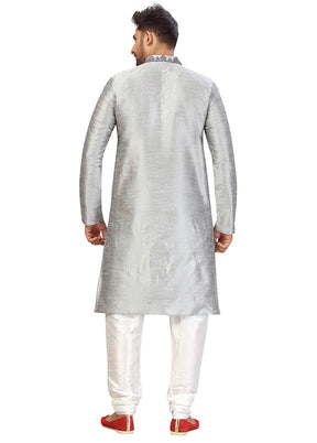 2 Pc Grey Silk Kurta Churidar Set VDSF100439 - Indian Silk House Agencies