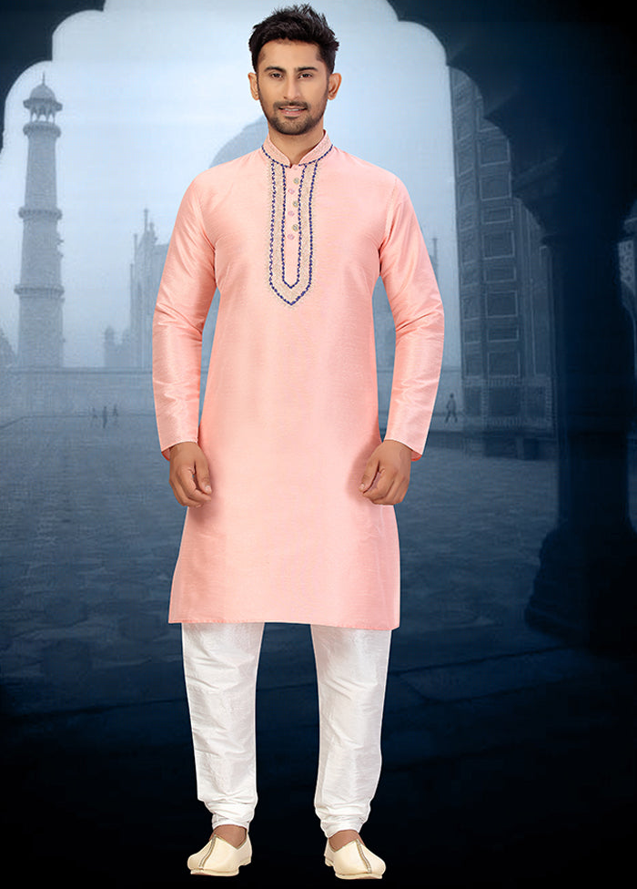 2 Pc Pink Silk Kurta Churidar Set VDSF100441 - Indian Silk House Agencies