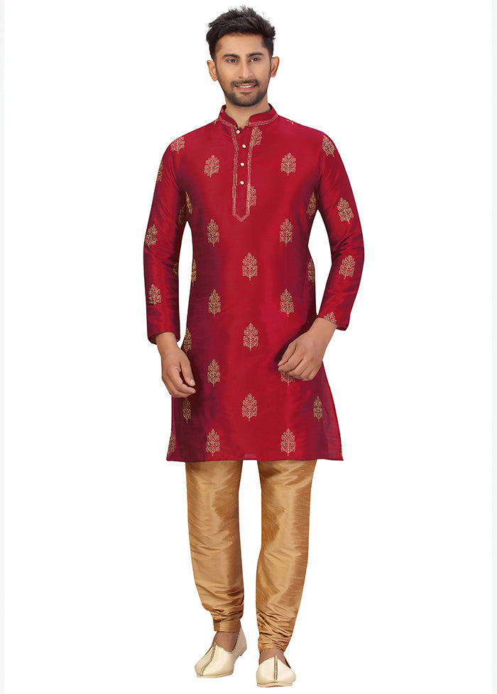 2 Pc Maroon Silk Kurta Churidar Set VDSF100422 - Indian Silk House Agencies