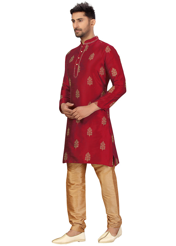 2 Pc Maroon Silk Kurta Churidar Set VDSF100422 - Indian Silk House Agencies