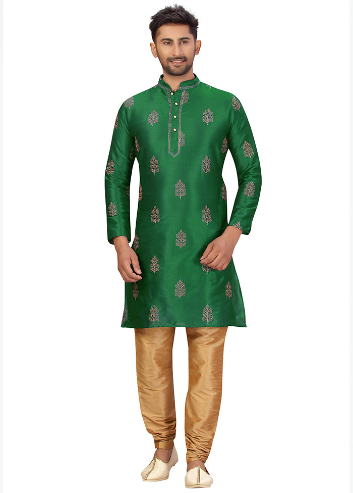 2 Pc Green Silk Kurta Churidar Set VDSF100423 - Indian Silk House Agencies