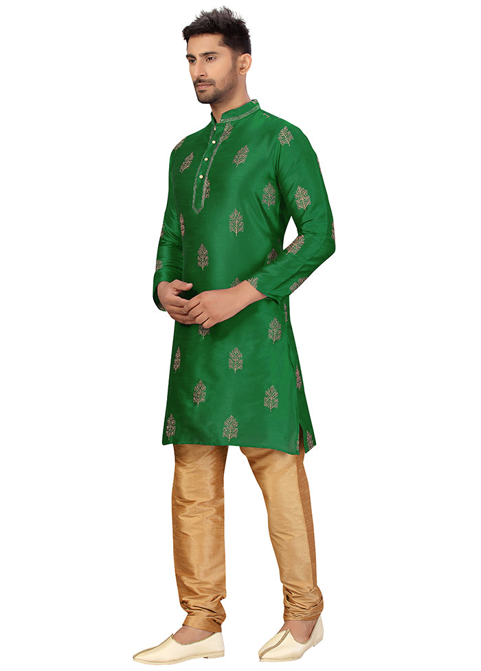 2 Pc Green Silk Kurta Churidar Set VDSF100423 - Indian Silk House Agencies