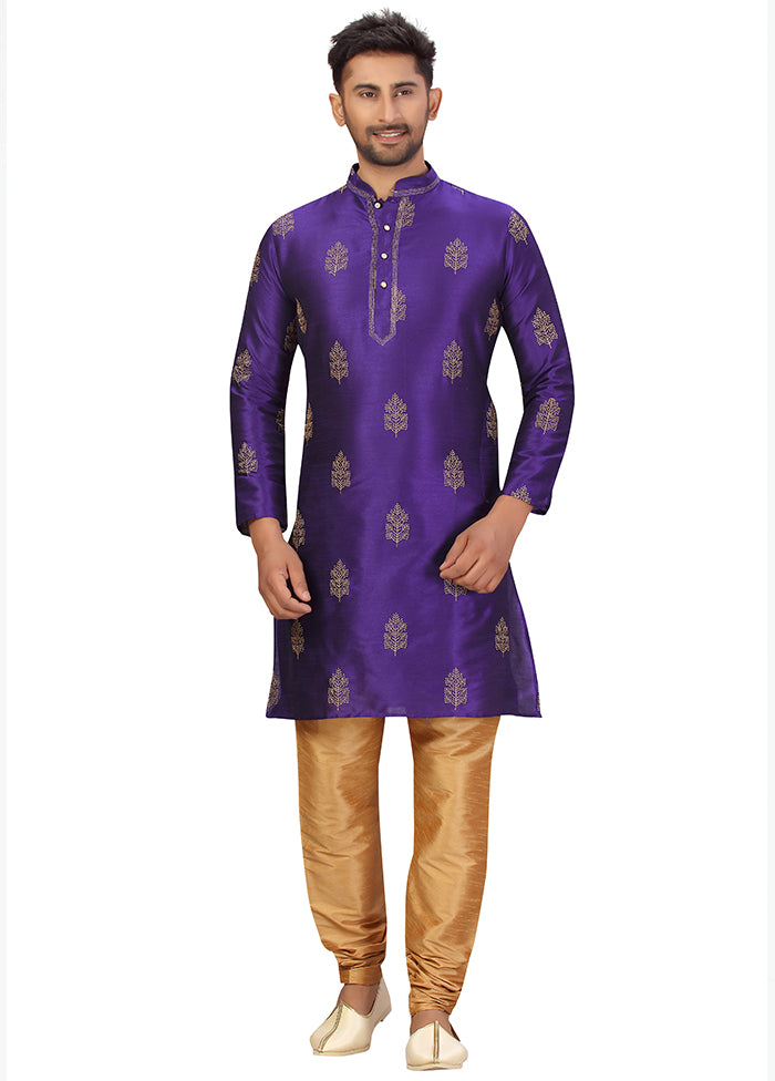 2 Pc Purple Silk Kurta Churidar Set VDSF100424 - Indian Silk House Agencies