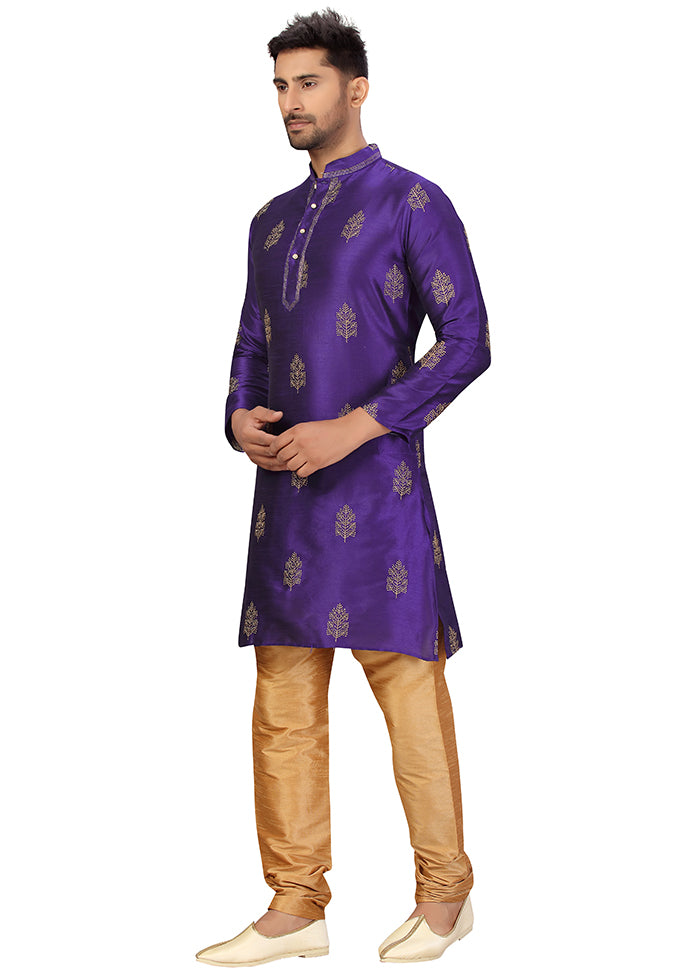 2 Pc Purple Silk Kurta Churidar Set VDSF100424 - Indian Silk House Agencies