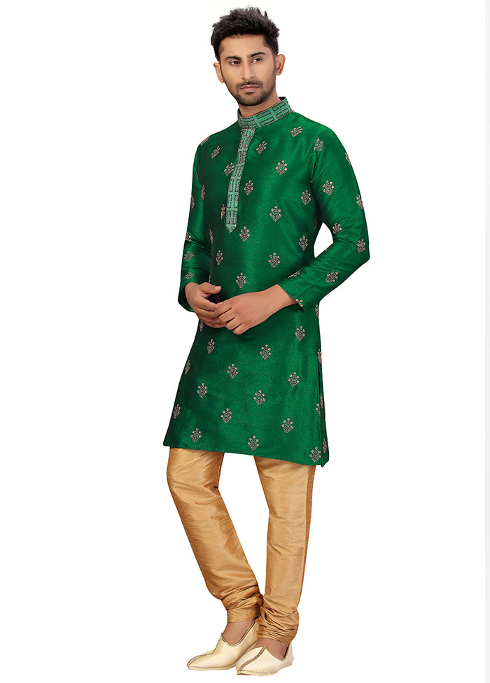 2 Pc Green Silk Kurta Churidar Set VDSF100444 - Indian Silk House Agencies