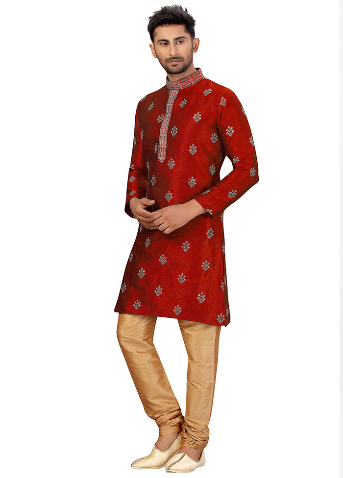 2 Pc Maroon Silk Kurta Churidar Set VDSF100445 - Indian Silk House Agencies