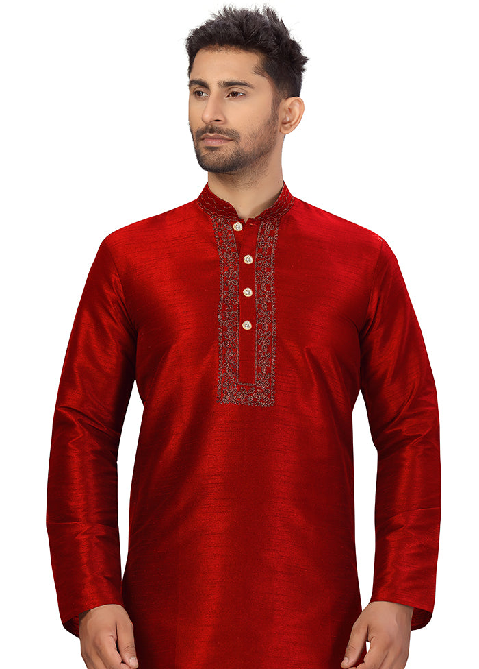 2 Pc Maroon Silk Kurta Churidar Set VDSF100446 - Indian Silk House Agencies