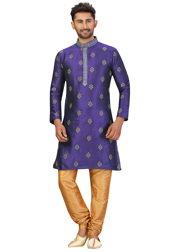 2 Pc Purple Silk Kurta Churidar Set VDSF100453 - Indian Silk House Agencies