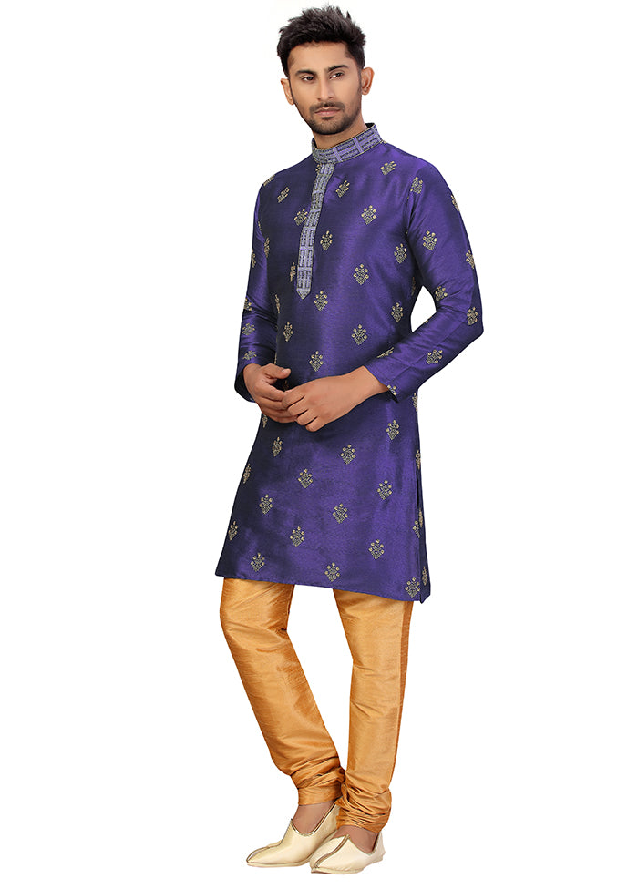 2 Pc Purple Silk Kurta Churidar Set VDSF100453 - Indian Silk House Agencies