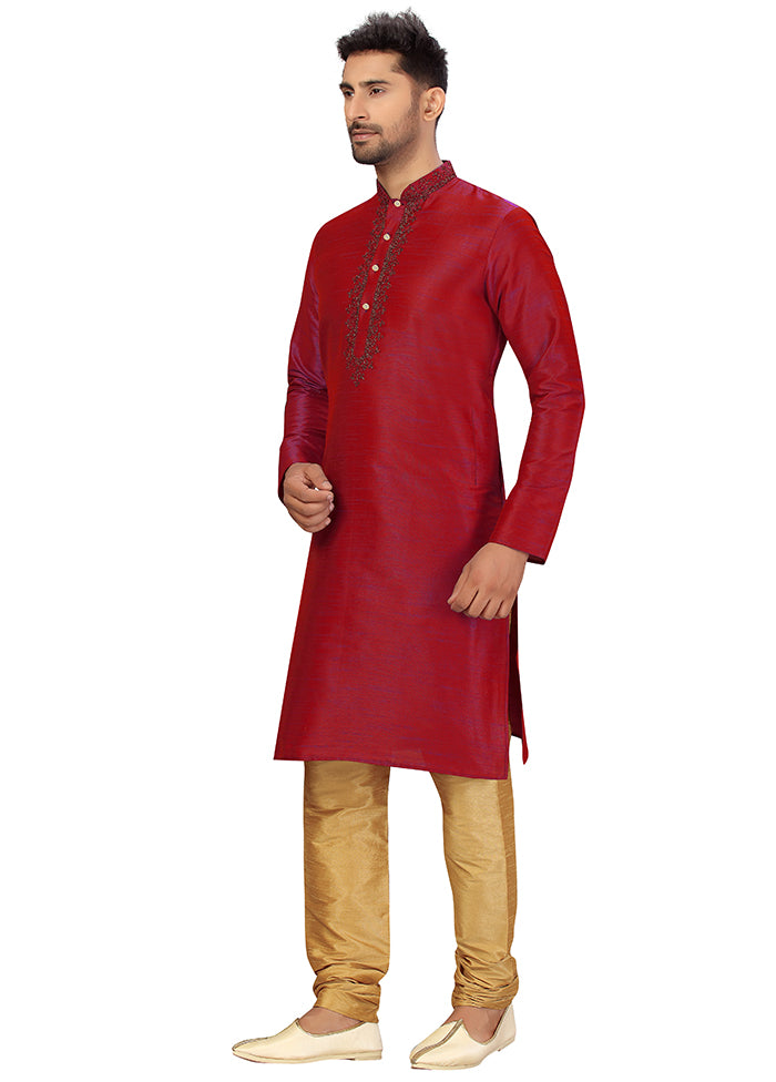 2 Pc Maroon Silk Kurta Churidar Set VDSF100450 - Indian Silk House Agencies