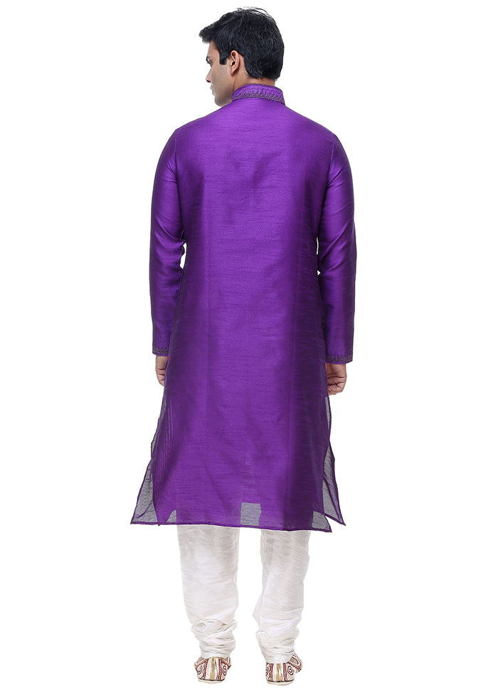 2 Pc Purple Silk Kurta Churidar Set VDSF100425 - Indian Silk House Agencies