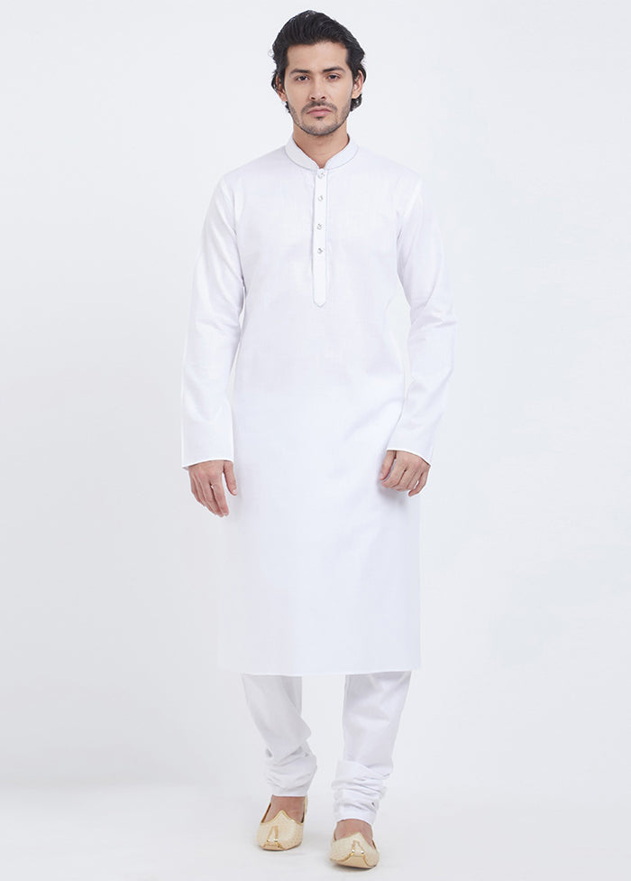 2 Pc White Cotton Kurta Churidar Set VDSF100352 - Indian Silk House Agencies