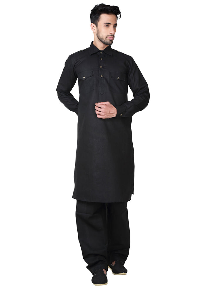 2 Pc Black Cotton Kurta Salwar Set VDSF100400 - Indian Silk House Agencies