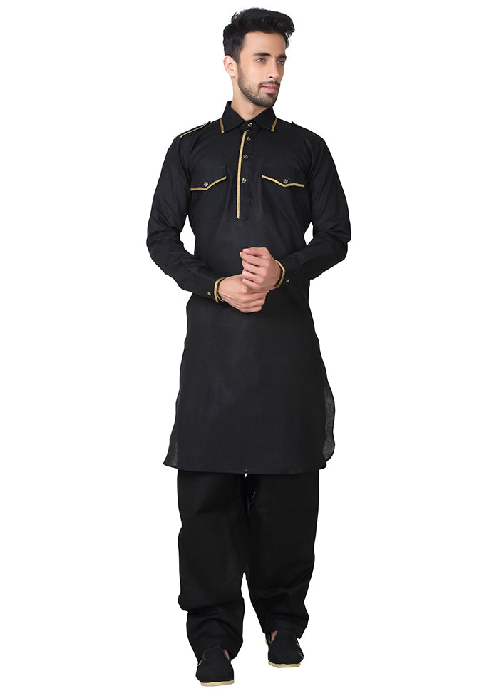 2 Pc Black Cotton Kurta Salwar Set VDSF100401 - Indian Silk House Agencies