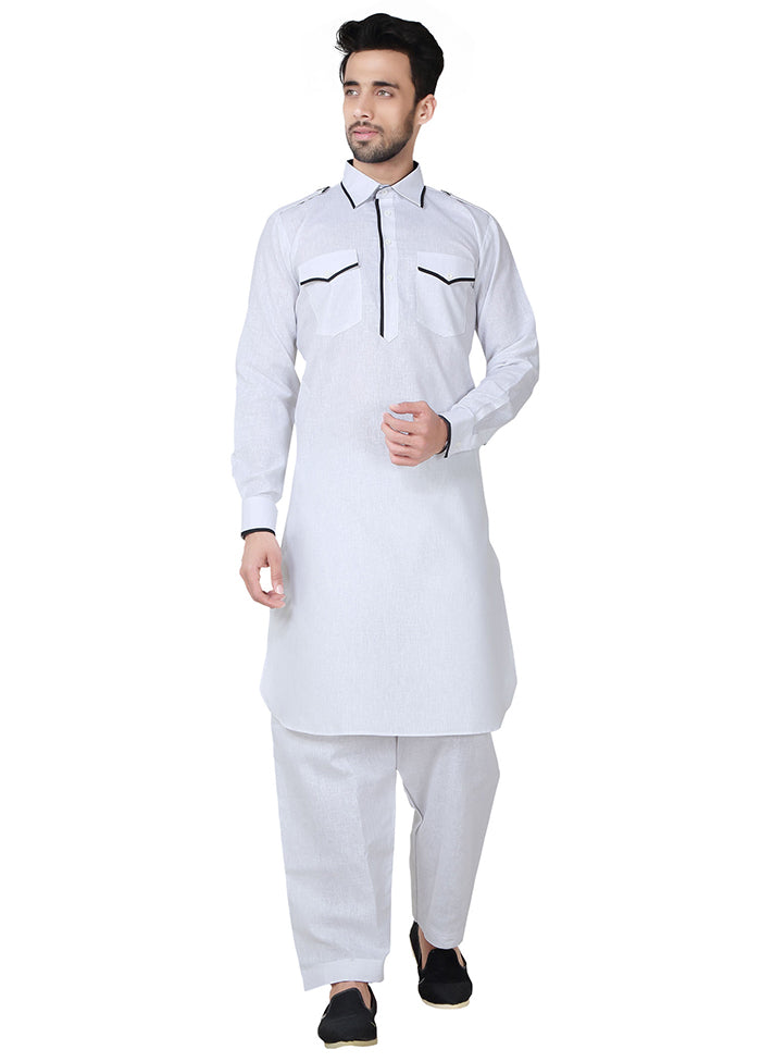 2 Pc White Cotton Kurta Salwar Set VDSF100402 - Indian Silk House Agencies